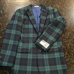 Boys IZOD size 16R Navy & Green PLAID Blazer! NWT perfect for the holidays!
